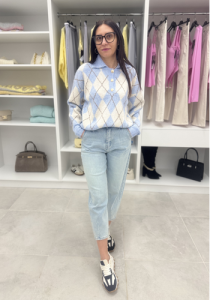 Spodnie jeansowe damskie typu balloon jasny denim