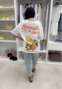 T-shirt Sicilia biały z nadrukiem Limoncello