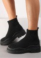 Botki skarpetkowe czarne, buty na jesień i wiosnę z elastyczną cholewką