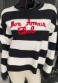 Czarno biały sweterek w paski z napisem, MyLauren