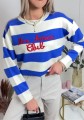 Sweterek w paski z napisem