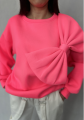 Różowa bluza fluo z kokardą 2