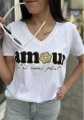 Bawełniany t-shirt z napisem AMOUR 3