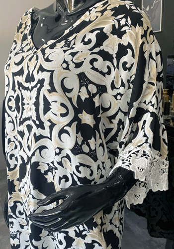 Bluzka tunika we wzory z koronką