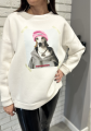 Modna bluza oversize z aplikacją psa 9